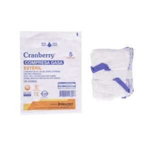 Compresa Gasa Estéril con hilo azul radiopaco 45 x 45 cm 5 unidades  - Cranberry