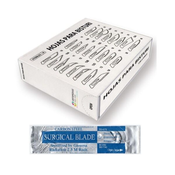 Hoja de Bisturí de Acero Inoxidable - Caja de 100 unidades
