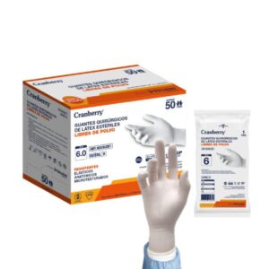 Guantes Quirúrgicos Estériles de Látex Sin Polvo - 50 unidades