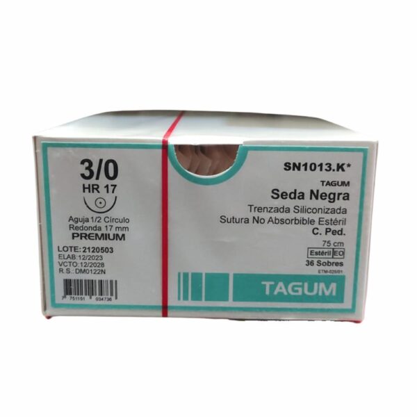 Sutura Seda Negra Trenzada Siliconada – Caja de 36 unidades